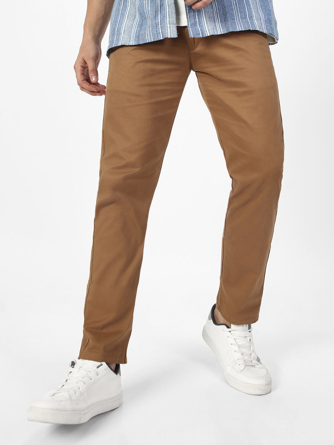 Men's Dark Khaki Slim Fit Casual Trouser