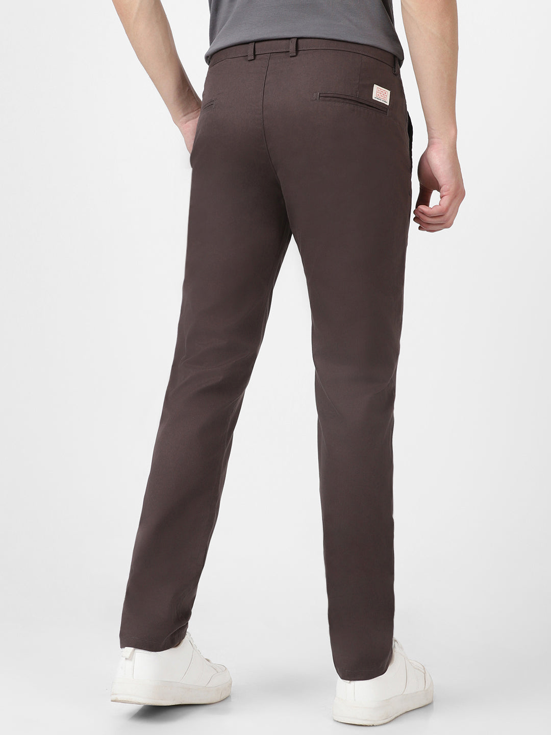 Men's Dark Grey Cotton Slim Fit Casual Chinos Trousers