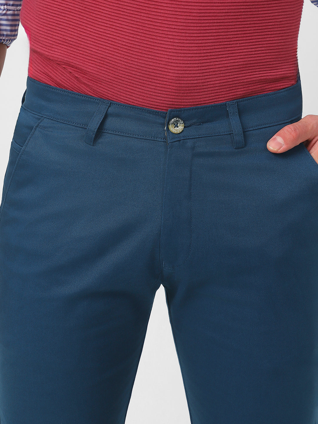 Men's Royal Blue Cotton Slim Fit Casual Chinos Trousers Stretch