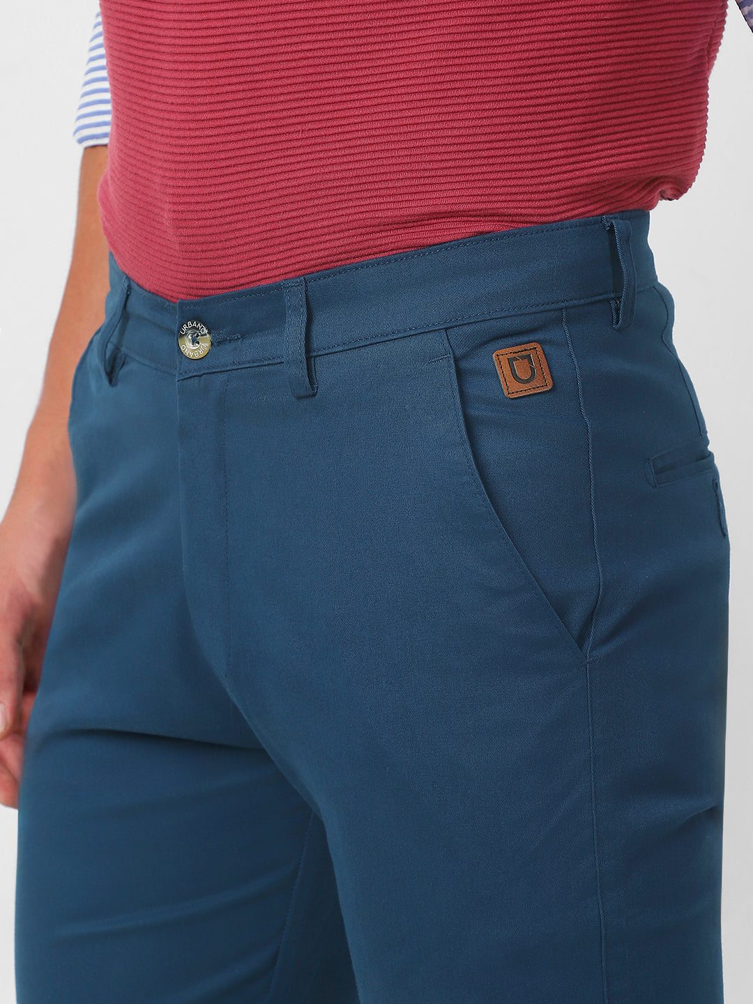 Men's Royal Blue Cotton Slim Fit Casual Chinos Trousers Stretch
