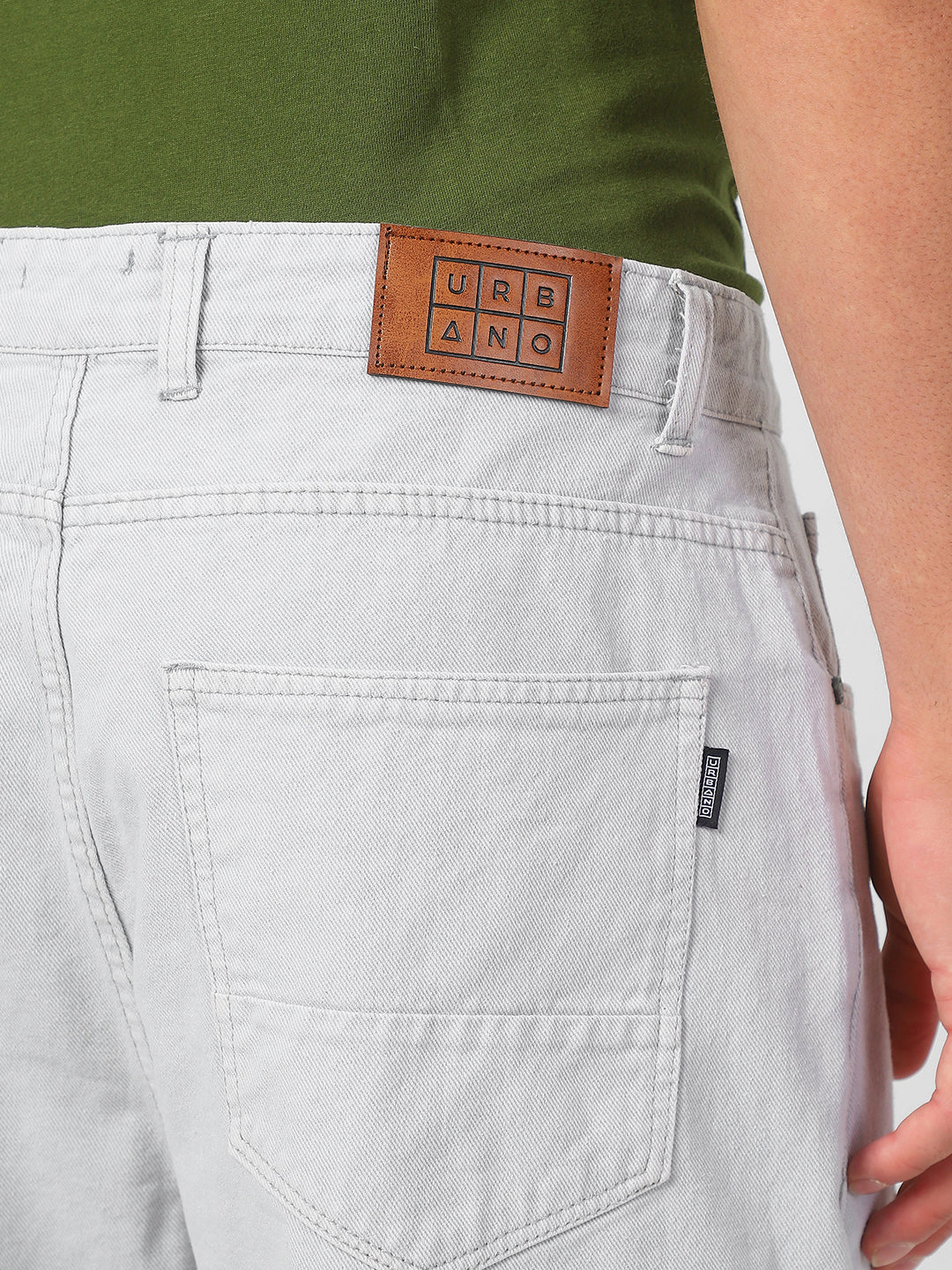 Men's Light Grey Loose Fit Washed Jeans Non-Stretchable