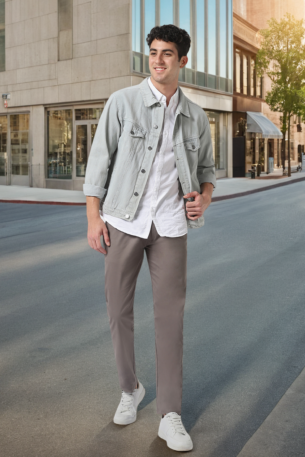 Men's Dark Green Cotton Slim Fit Casual Chinos Trousers