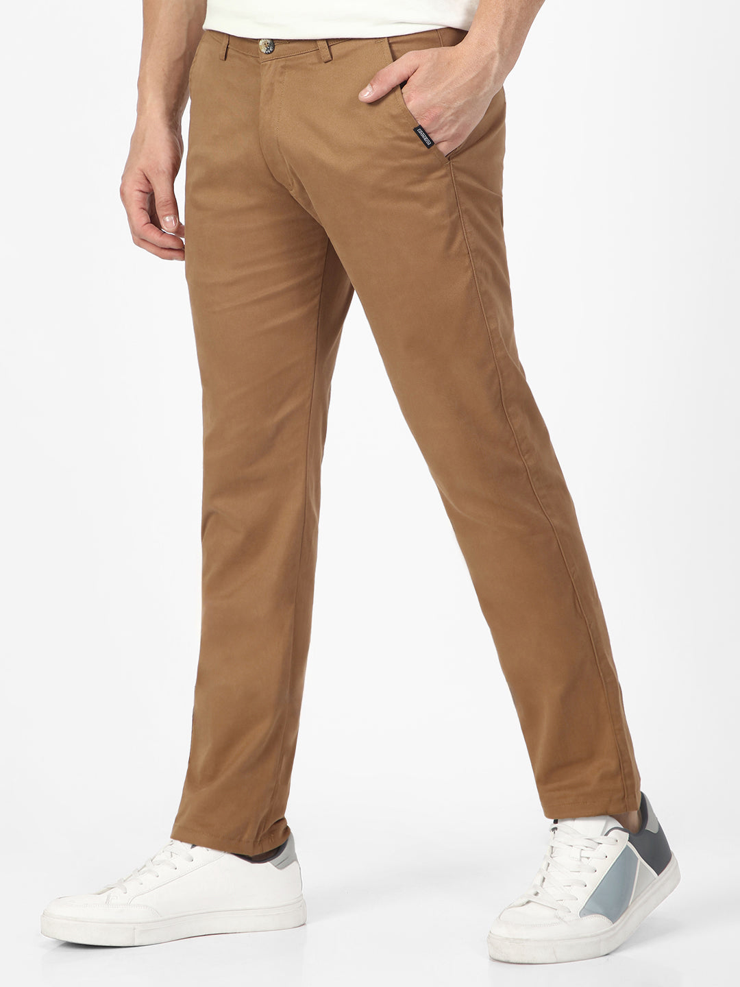 Men's Dark Khaki Slim Fit Casual Trouser