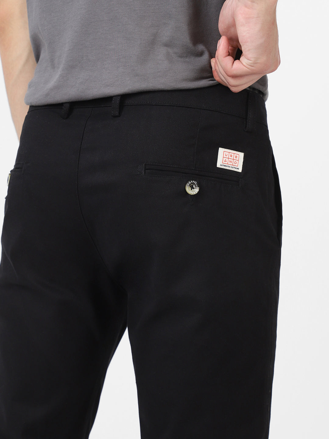 Men's Black Slim Fit Stretchable Casual Chinos