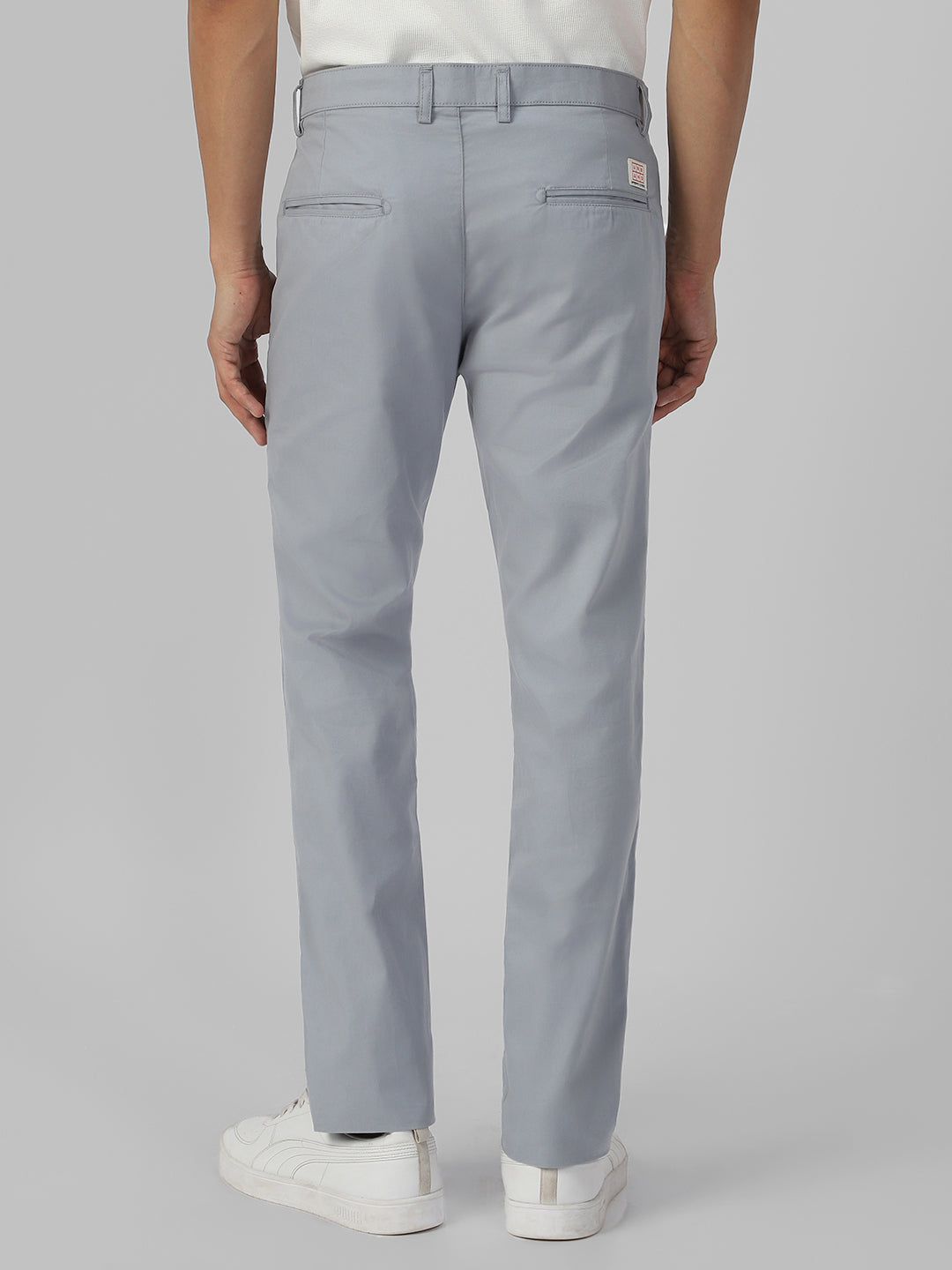 Men's Blue Cotton Slim Fit Casual Chinos Trousers