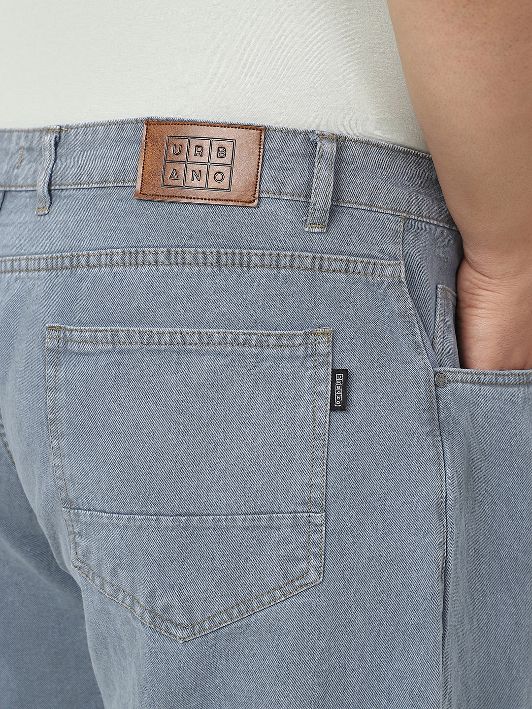 Plus Men's Light Grey Loose Fit Washed Jeans Non-Stretchable