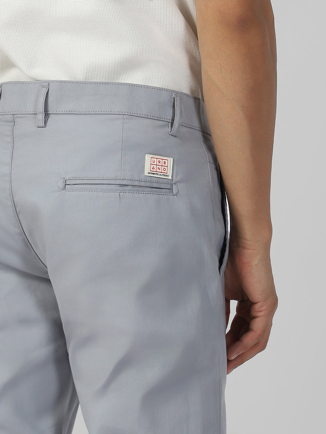 Men's Blue Cotton Slim Fit Casual Chinos Trousers